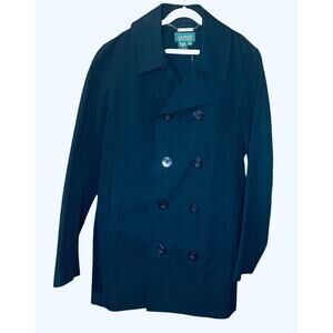 Ralph Lauren Double Breasted 100% Cotton Navy Peacoat Size Medium
